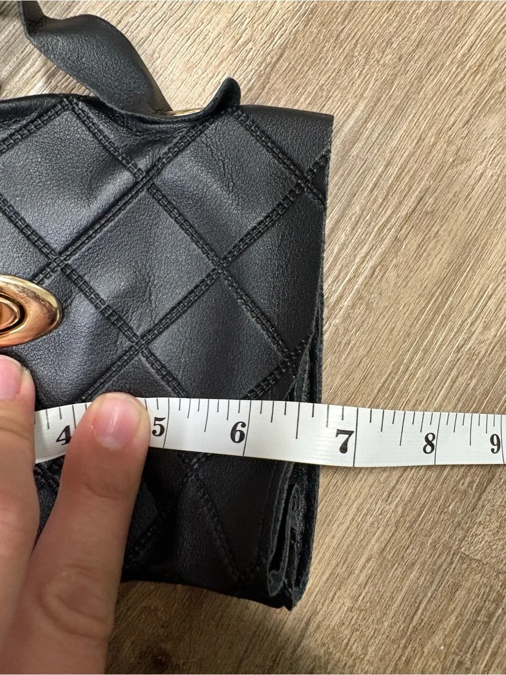 New Small Black Quilted Faux Leather Crossbody Bag Gold Turn Lock Purse
